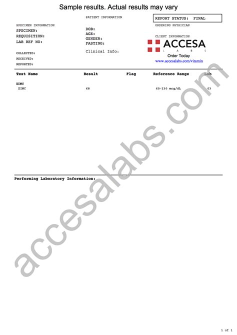 zinc blood test bottle uk|zinc lab test results.